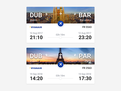 Ryanair Cards airline cards destination flight ryanair slider travel ui ux web