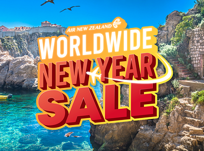 Air NZ Worldwide New Year Sale Campaign branding campaign graphicdesign lockup new year sale travel worldwide