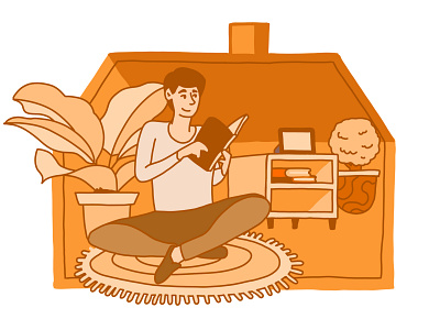 Stay home, Save lives, Mmm Orange adobe illustrator adobefresco books chill coronavirus covid 19 drawing house illustration plants read relax simple social distancing vector work from home