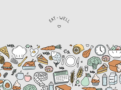 Eat well icon set