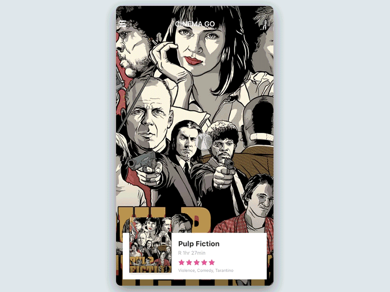 Movie Cards Interaction animation app flinto interaction ios movies pulp fiction star wars ui ux