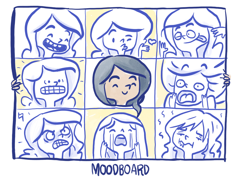 Moodboard animation avatar comic cute expressions eyes gif girl hair hand drawn illustration woman