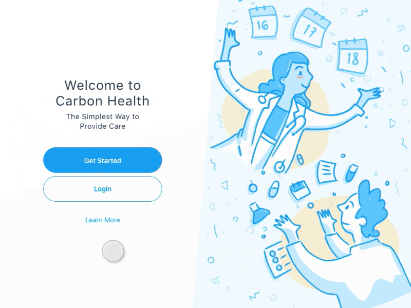 Onboarding for Carbon Health animation avatar drawing flinto hand-drawn healthcare illustrations medical onboarding