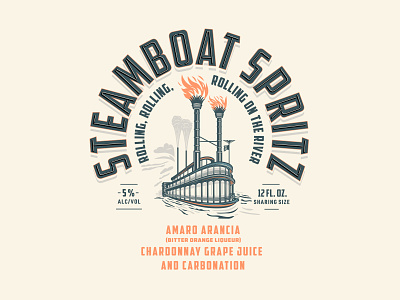 Steamboat Spritz Concept can design canned cocktails canned spirits distillery illustration packaging design steamboat