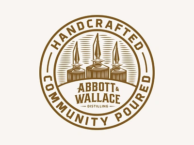 Abbott and Wallace Distilling badge bourbon colorado distillery colorado spirits distillery illustration lettering seal spirits stamp stills type whiskey