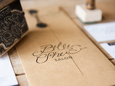 Belle Shea menu print salon script stamp texture type