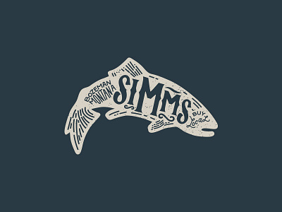 Simms Fishing Products Trout custom lettering fish fishing fly fishing outdoors script trout