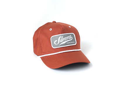 Simms Captains Cap apparel badge custom apparel hat design lettering simms fishing type