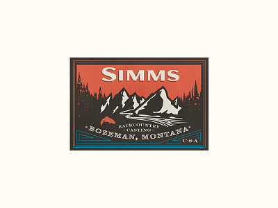 Simms Fishing Products apparel apparel design custom apparel fall fish fishing fly fishing illustration montana mountains trout type