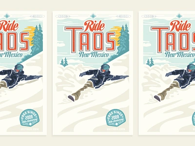 Taos Ski Valley illustration poster skiing snow snowboarding taos