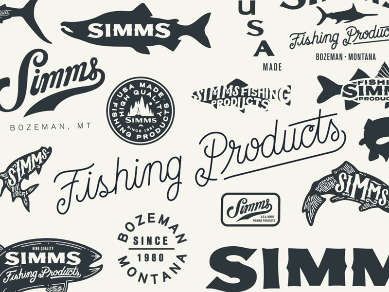 Simms Fishing Products apparel badge fly fishing lettering patch simms fishing tarpon trout typography