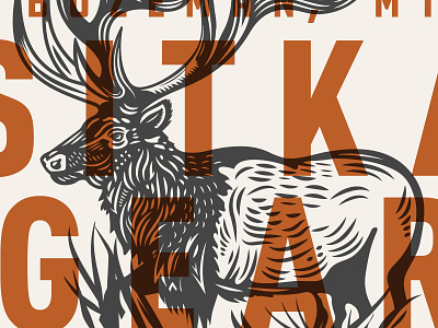 Sitka Gear apparel big game dribbble dribbble invites elk hunting illustration invites giveaway sitka typography woodcut