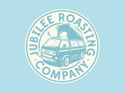 Jubilee Roasting Co. badge coffee logo illustration vw bus vw van westfalia