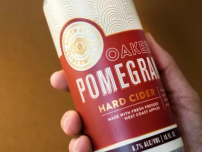 South City Ciderworks bay area branding can design craft cider customized type hard cider label design packaging pomegranate san francisco typography