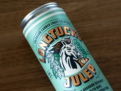 Longtucky Kroneberger canned cocktail craft spirits derby distillery horse illustration julep label design maple mint julep packaging print race horse typography whiskey