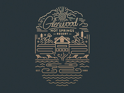 Glenwood Hot Springs apparel colorado outdoors custom script glenwood hot springs illustration lettering monoline print