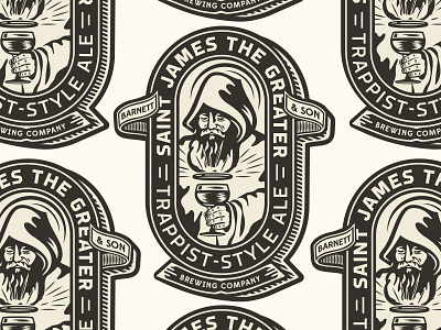 Barnett & Son Brewery apparel badge illustration merch design monk print trappist beer type typography
