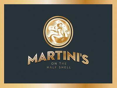 Martini's On the Half Shell branding branding concept illustration logo logo design mermaid restaurant branding restaurant logo