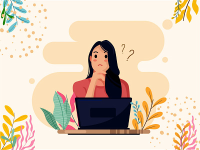 thinking woman flat design design flat flatdesign illustration ui vector web