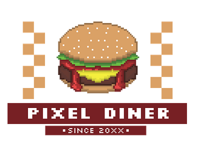 Pixel Diner: Since 20XX 16 bit games 1950s branding design diner flat icon logo minimal pixel art pixel dinner retro retro gaming vector art video games
