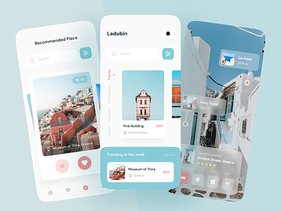 Ladubin - Travel App app design ar destination homep homepage map mobile photo tour tourism tours travel app traveling trip ui vacation vr