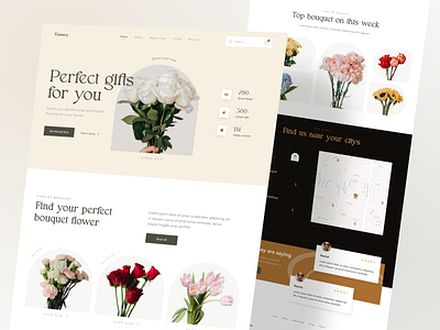 Flowery 🌹- Florist Landing page elegant florist florist website flower flowers header homepage landingpage minimal ui website website design