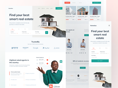 Homelun - Real Estate Website Design Template agency apartment building buy home homepage landingpage mobile properties property real estate rent residence ui web website website design