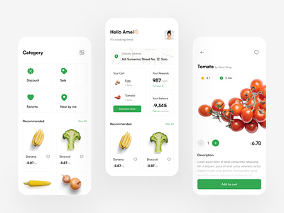 Gocein - Grocery Mobile App ecommerce food fruit grocery market mobile mobile app shop store ui vegetable website