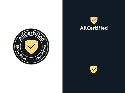 Logo design for AllCertified branding certificate certified logo gold color logo logo design stamp stamp logo typeface ui