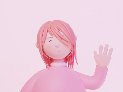 Sakura says hi 3d animation branding character design graphic design hello hi illustration logo pink sakura
