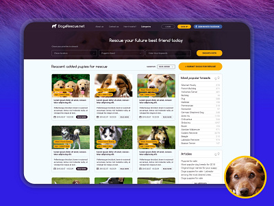 DogsRescue WebDesing adobexd adoption app branding design dogs minimal rescue ui ux vector