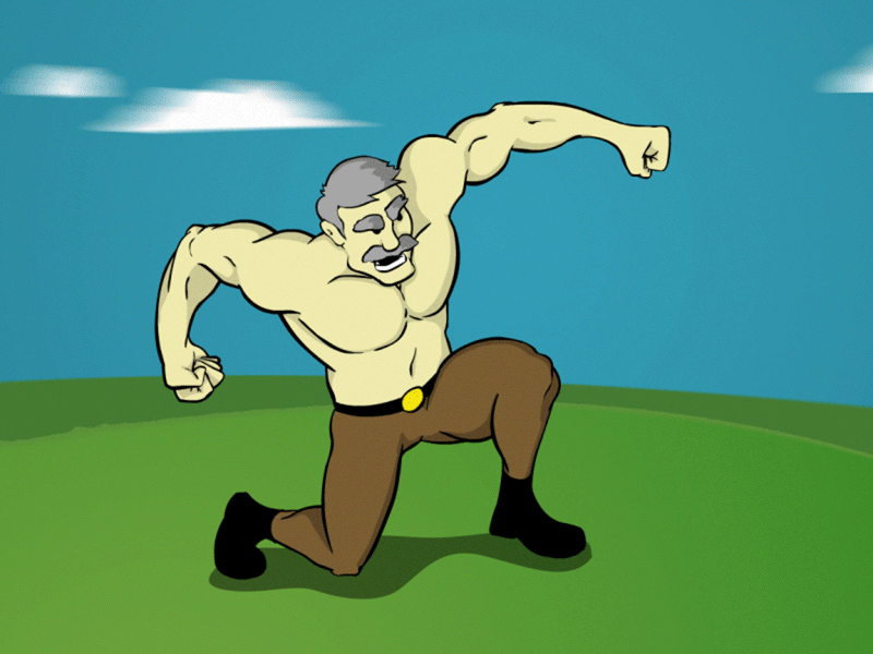 Moustache Punch [GIF] 2d after effects animation cartoon classic frame by frame man motion graphics moustache punch toon boom