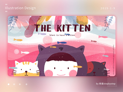 kitten illustration，banner，draw