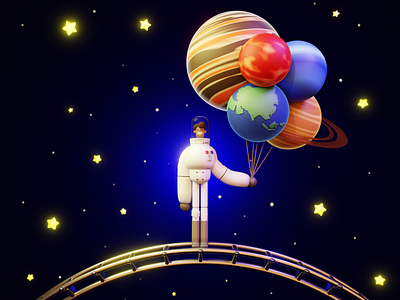 Holding Universe - 3D Illustration