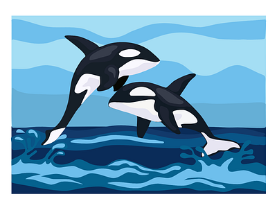 Killer Whale acrylic brushes affinity affinity designer art blue flat illustration india sea vector whales