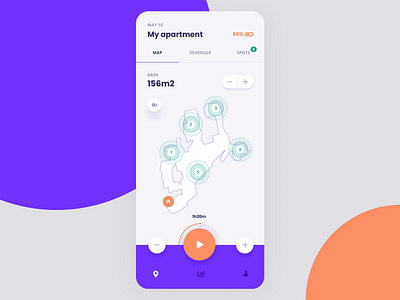 Vappuum application fiolet map mobile mobile app orange schedule spot typography ui ux vacummer vector