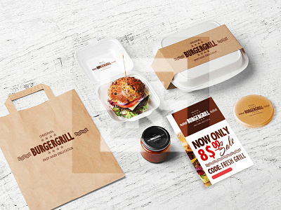 Burger Grill Branding artwork branding coupon icon identity logo logodesign logosymbol logotype logovector monogram stationery