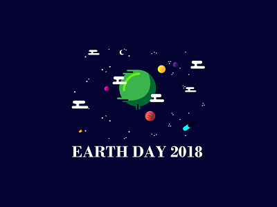 Happy Earth Day 2018 Vector Illustration earth environment globe happy earth day illustration mother earth nature planet purple space stars vector