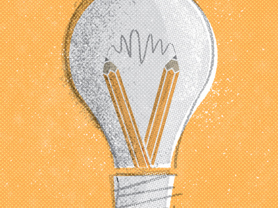 Ideas forthehelluvit illustration lightbulb pencil yellow