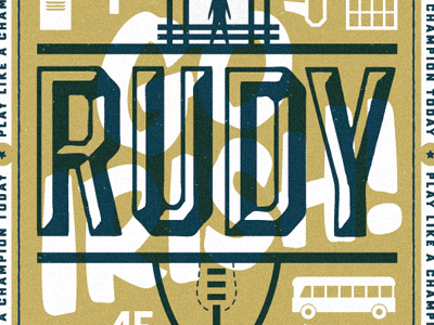 Rudy film football illustration movie poster rudy sports