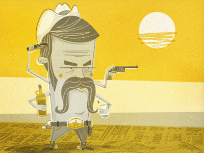 The Torsoless Four-Armed Mutant Cowboy beast cowboy illustration mustache mutant