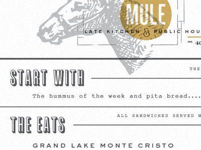 Mule Menu bar branding identity jackass menu restaurant