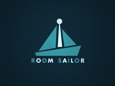 Room Sailor blue boat brand identity keyhole logo