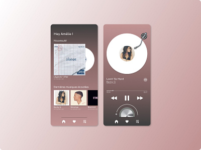 Music Application "Vinyle" album application branding color design illustration menu bar mobile player tab bar ui uidesign