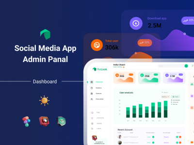 Social app admin panel - dashboard - ui admin dashboard admin penel app dashboard app ui bootstrap template dashboard design figma mobile app design modern admin ui modernuiux ui ui design ui template uiux uiuxdesign user experience webapplication website design wireframe xd