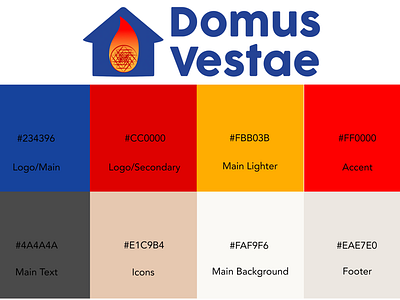 Domus Vestae brand colors branding color palette colors design logo logo design minimal palette presentation