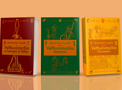 Velthuromachia Book Set Mockup book book cover design illustration layout logo logo design mockup trilogy typography vector