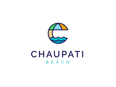 Chaupati Beach- Logo Design Contest Winning Entry beach logo branding clean colorful design line art logo logo design logo design branding logo designer meaningful logo sea sea logo seach