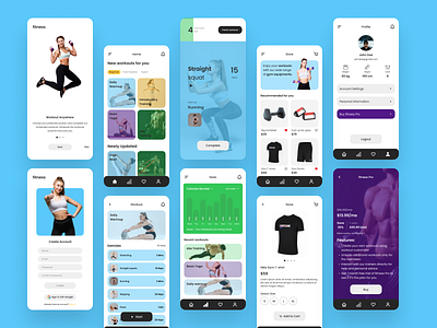 Fitness App adobexd app design branding design figma fitness graphic design interface interface design ui uiux uiux design ux