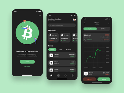 CryptoWallet - A Cryptocurrency Wallet adobe xd branding crypto cryptocurrency design figma graphic design interface interface design ui ui design uiux uiux design user experience user interface ux ux design wallet xd